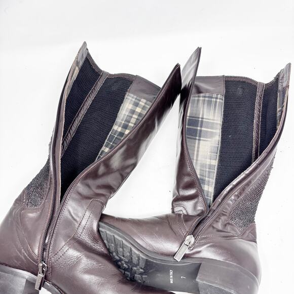 Aquatalia Knee Boots Size 7 Italian Brown 50/50 Leather Stretch Riding Boots - Picture 4 of 16